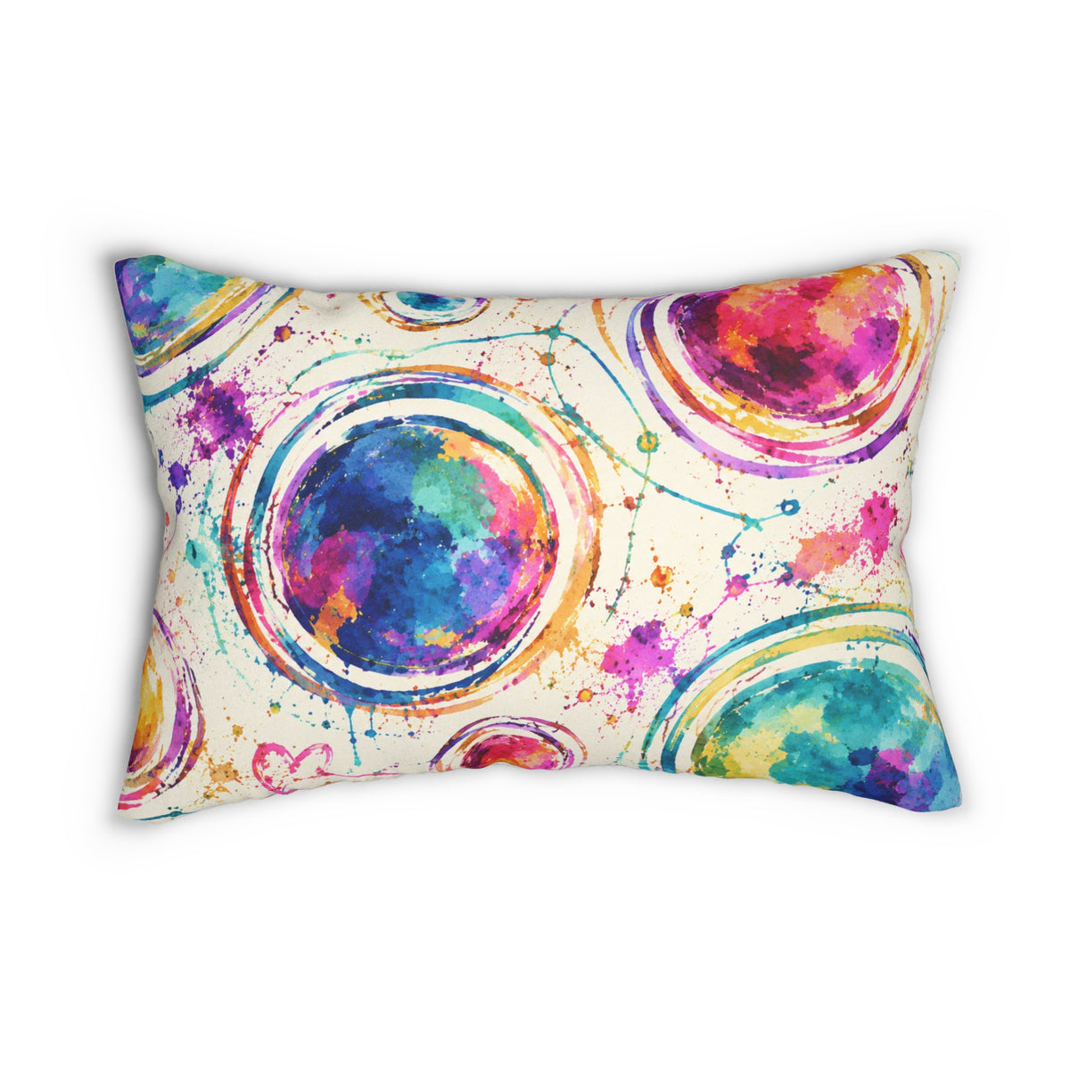Acrylic Planet Lumbar Pillow — Colorful Abstract Circle Accent