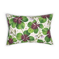 Clover Watercolor Lumbar Pillow — Green Four-Leaf Botanical Accent