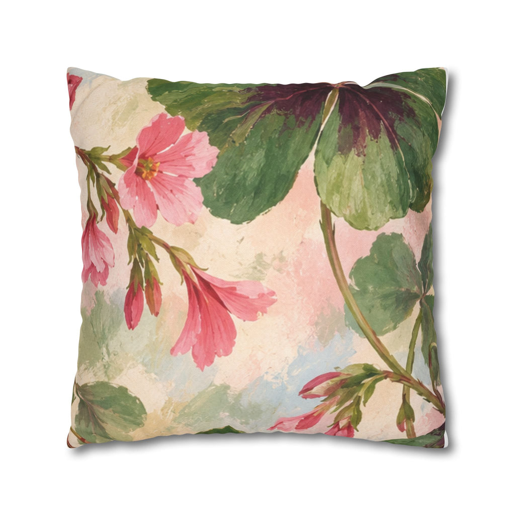Cushion covers Botanical Clover Decorative Pillowcase — Floral Green Four-Leaf Throw Pillow Cover