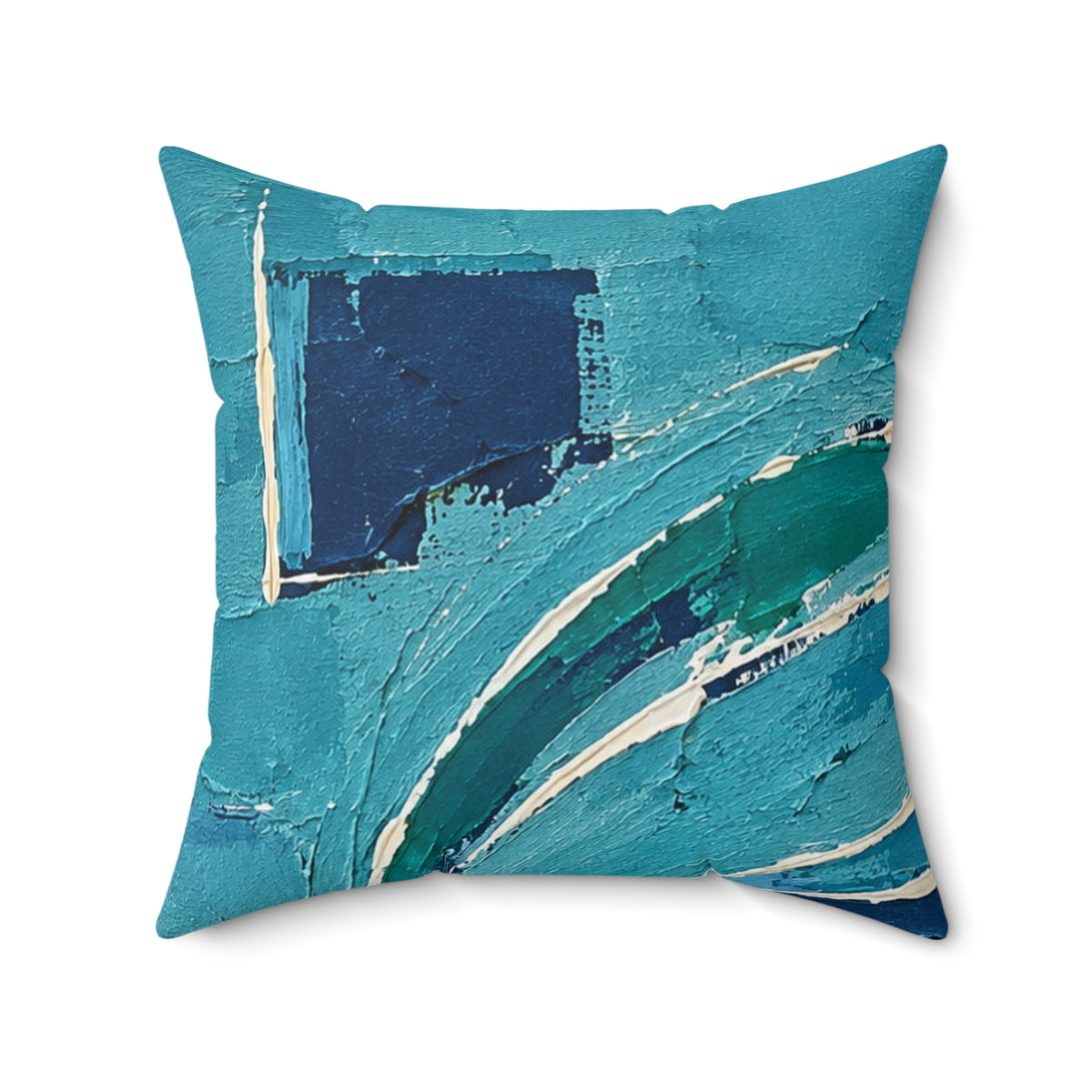 Blue and turquoise  abstract cushion -navy spiral Decorative throw pillow.
