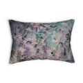 Abstract Watercolor Lumbar Pillow — Pastel Teal & Lavender Accent Pillow