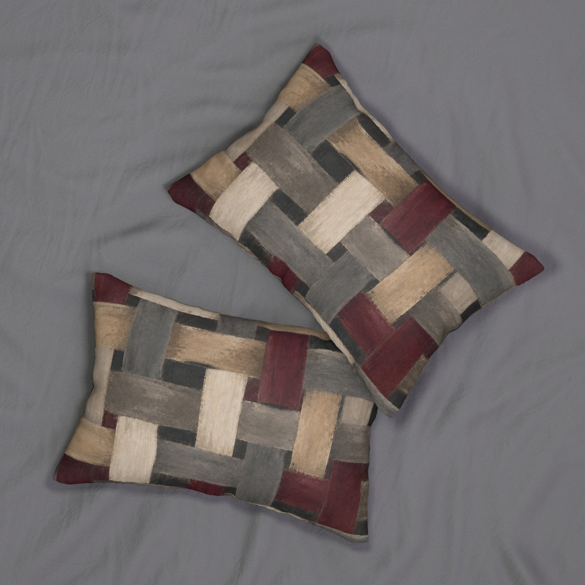Woven Texture Lumbar Pillow — Rustic Basketweave Decorative Accent