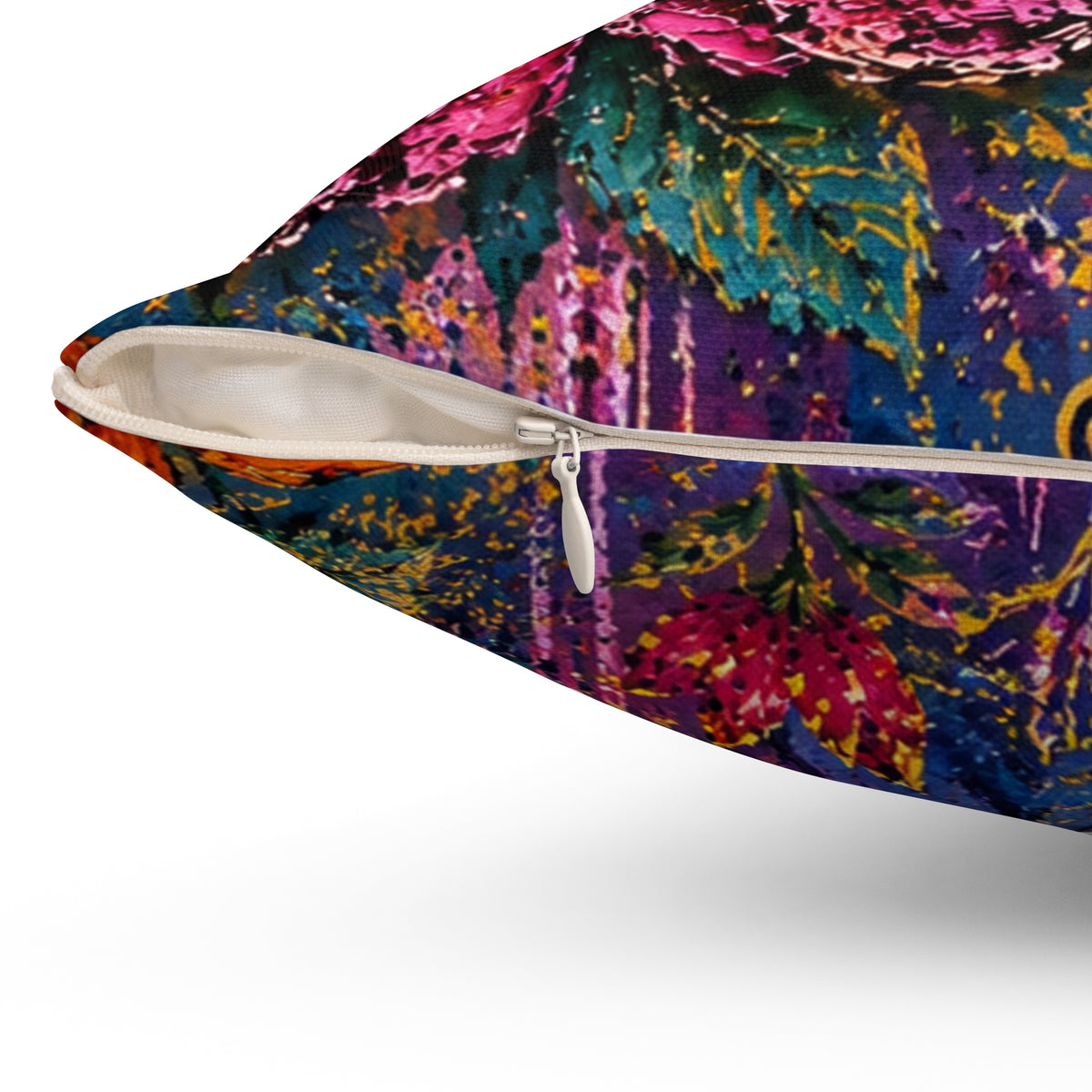 Bohemian Floral Throw Pillow — Colorful Garden Pattern