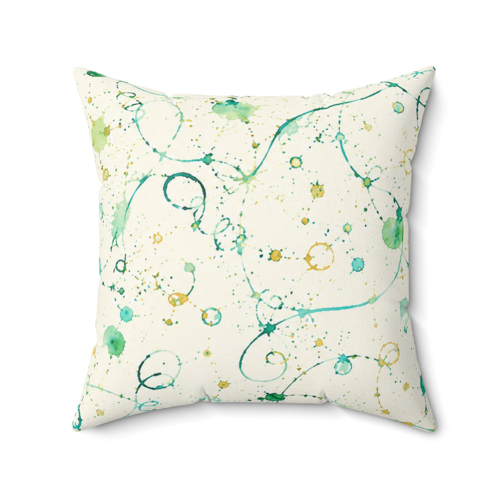 Abstract Teal Watercolor Swirl Decorative Pillow