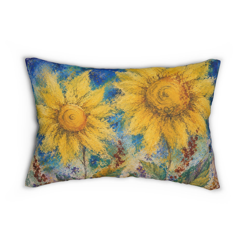 Sunflower Watercolor Lumbar Pillow
