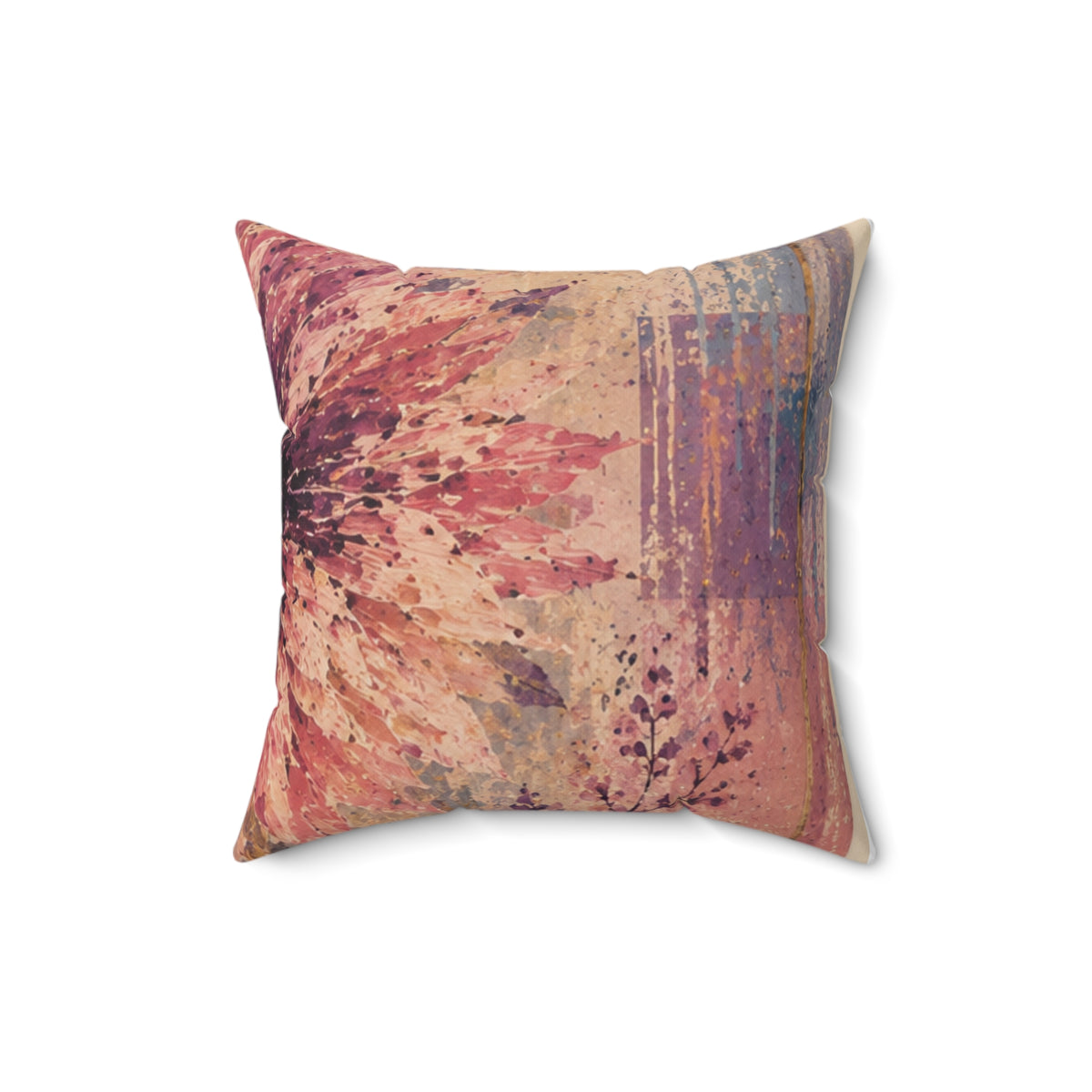 Botanical Watercolor Throw Pillow — Vintage Floral Square Decorative Pillow