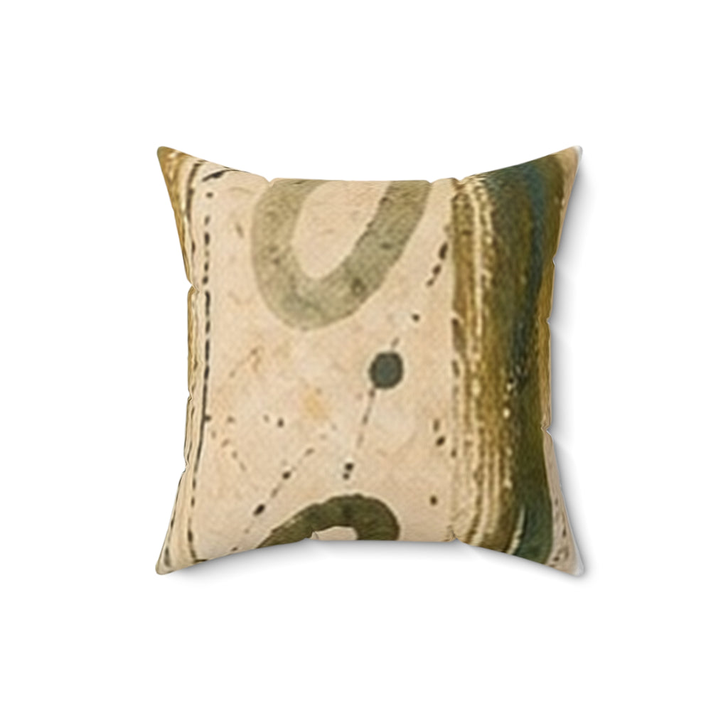 Abstract Earth-Tone Square Pillow — Vintage Mid-Century Modern Accent Cushion