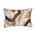 Abstract Earthtone Lumbar Pillow — Neutral Swirl Decorative Throw Pillow