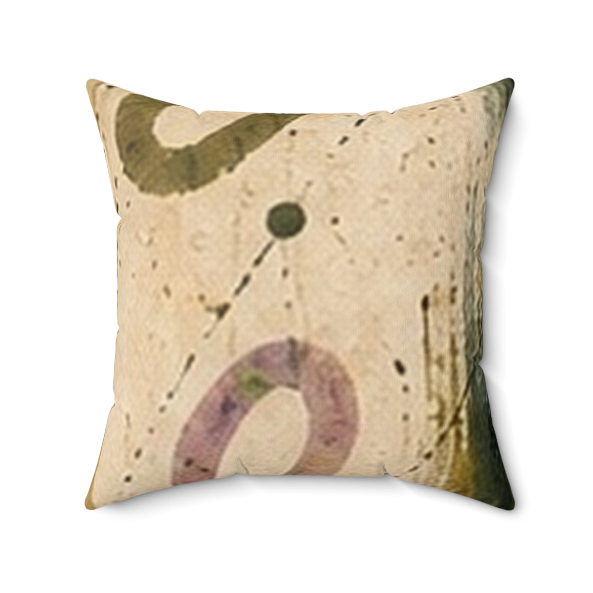 Abstract Earth-Tone Square Pillow — Vintage Mid-Century Modern Accent Cushion