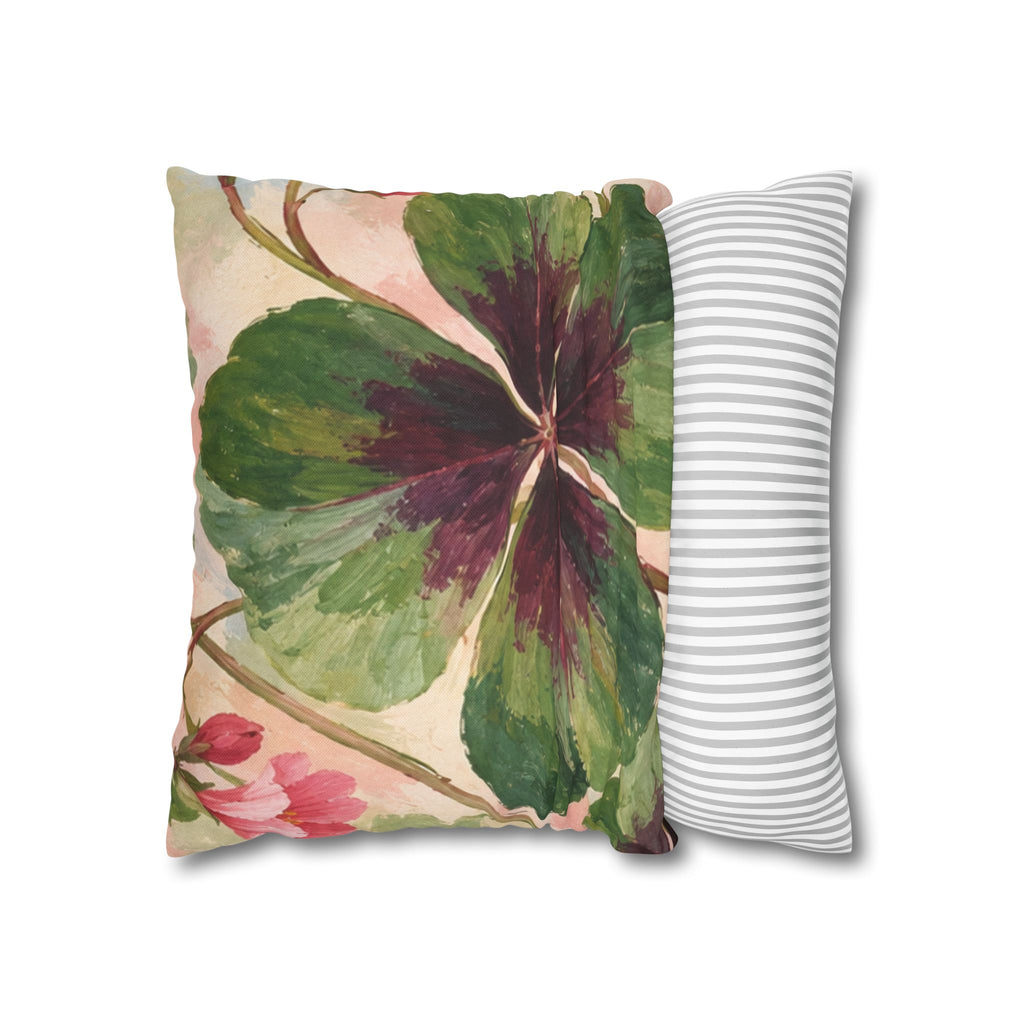 Cushion covers Botanical Clover Decorative Pillowcase — Floral Green Four-Leaf Throw Pillow Cover