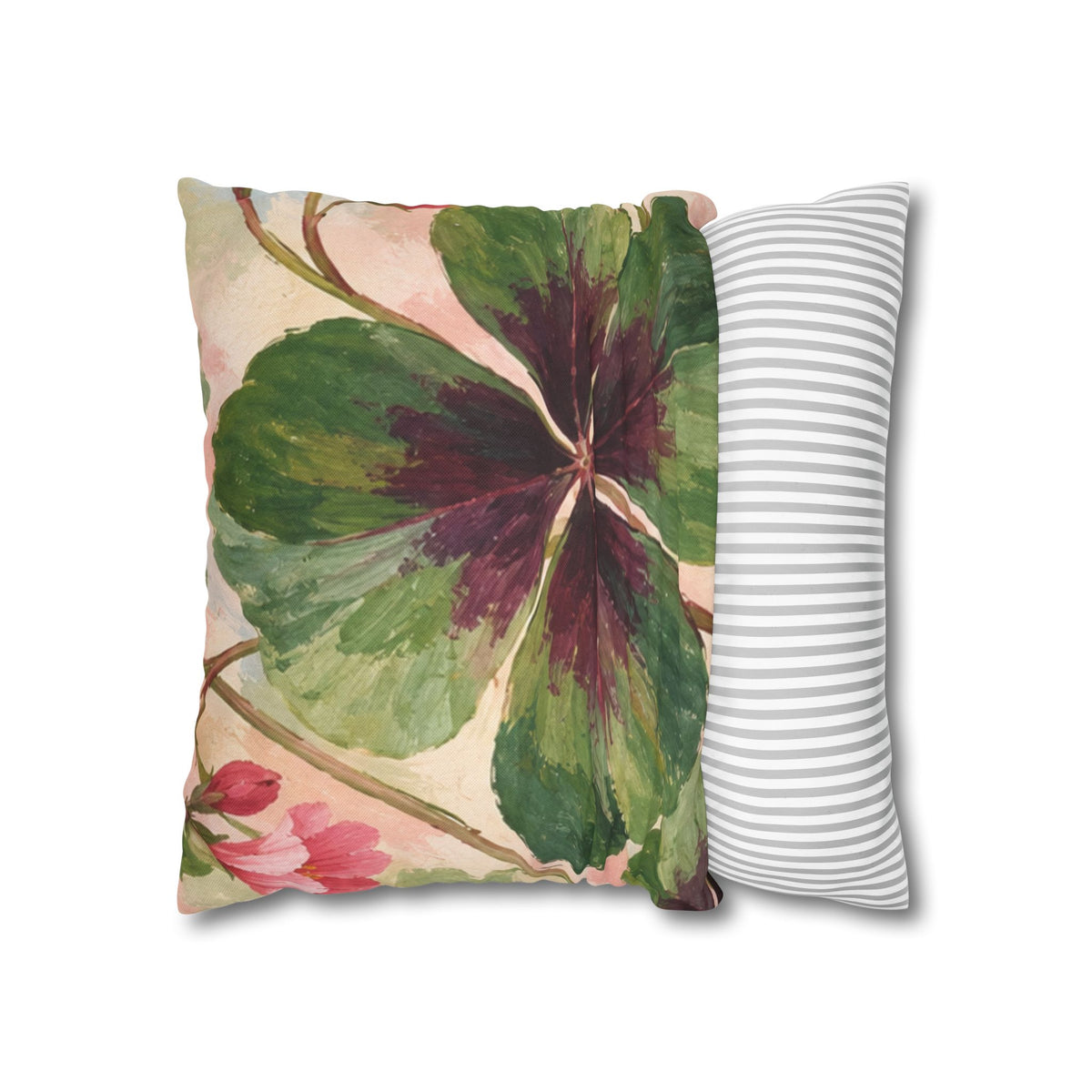Cushion covers Botanical Clover Decorative Pillowcase — Floral Green Four-Leaf Throw Pillow Cover