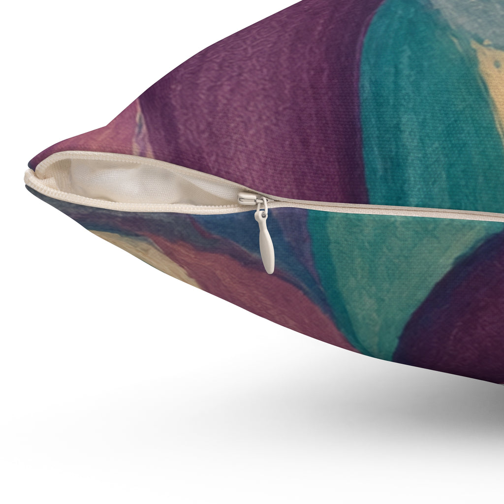 Abstract Teal & Plum Decorative Pillow — Modern Geometric Accent Cushion
