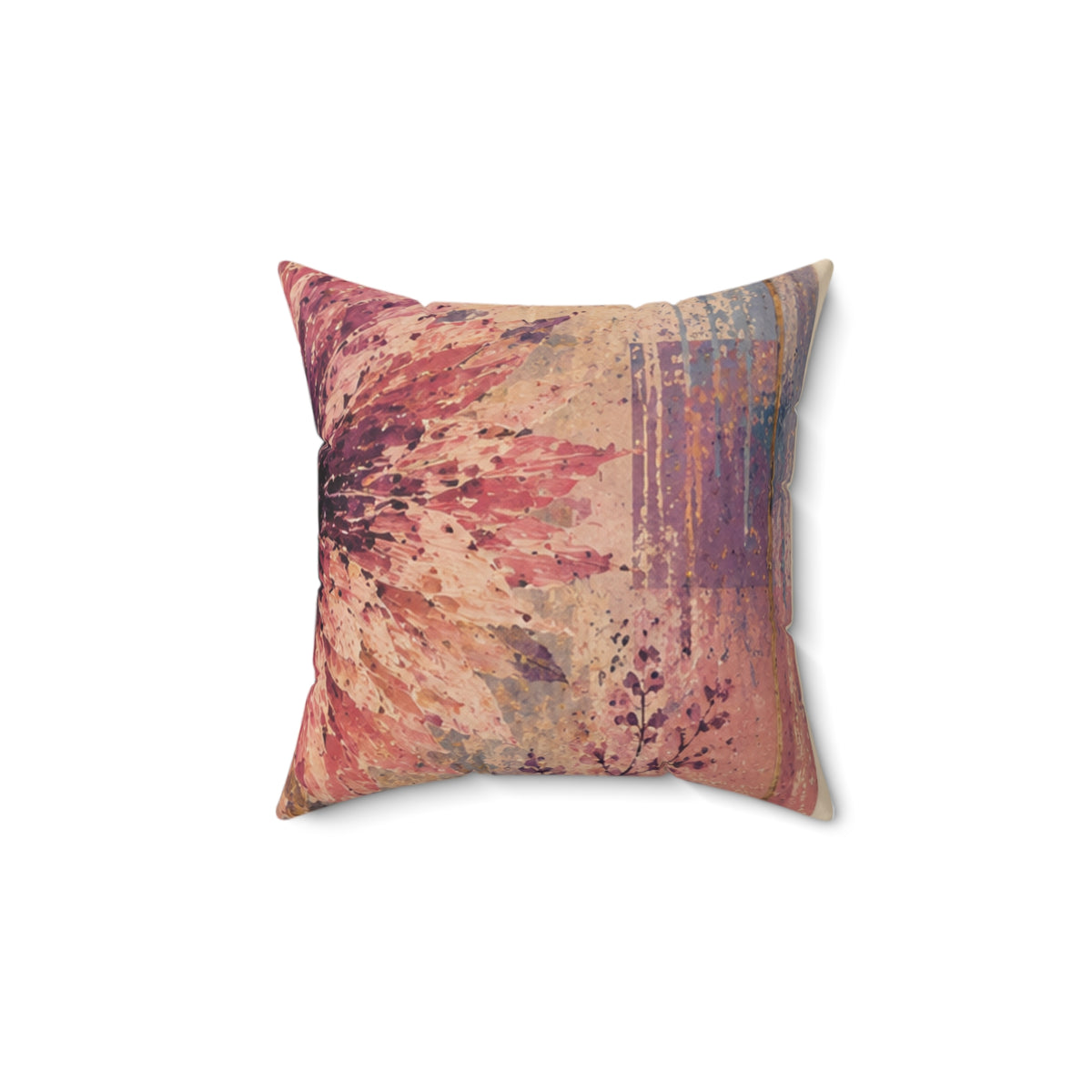 Botanical Watercolor Throw Pillow — Vintage Floral Square Decorative Pillow