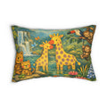 Giraffe Friends Nursery Lumbar Pillow — Jungle Animal Kids Throw Pillow