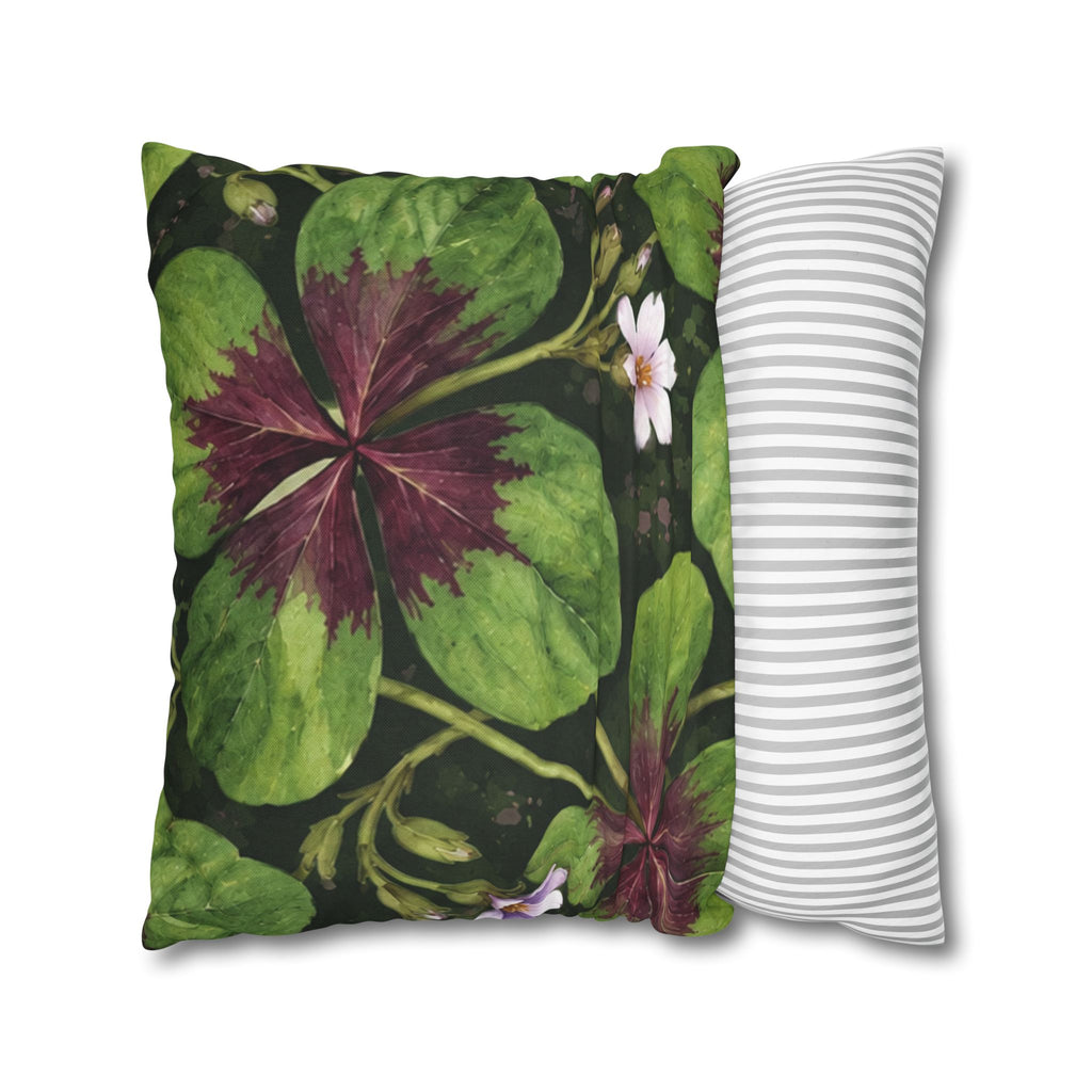 Lucky Four-Leaf Shamrock Pillowcase — Botanical Clover Cushion Cover