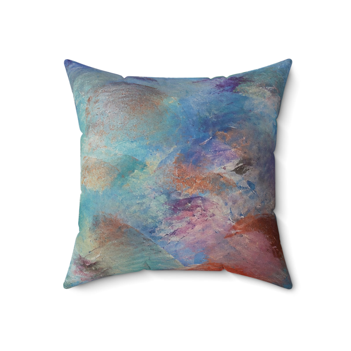 Abstract oceanic Square Pillow — Colorful Watercolor Accent Cushion