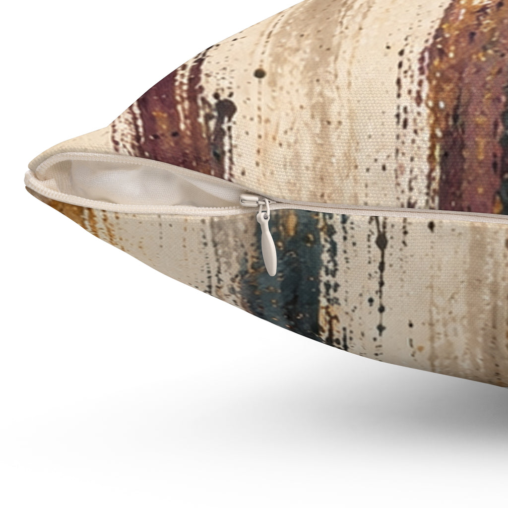 Abstract Watercolor Stripe Throw Pillow — Earth Tone Decorative Accent