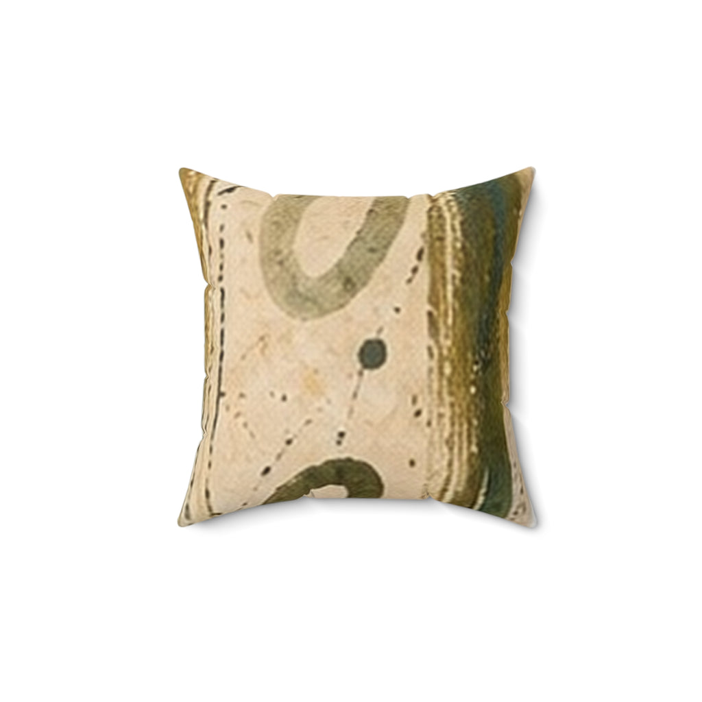 Abstract Earth-Tone Square Pillow — Vintage Mid-Century Modern Accent Cushion