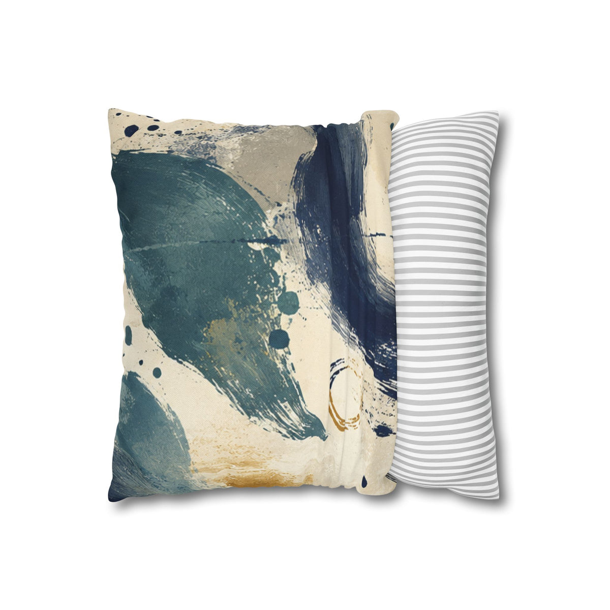 Abstract Navy Brushstroke Pillowcase — Modern Decorative Throw Pillow Cover
