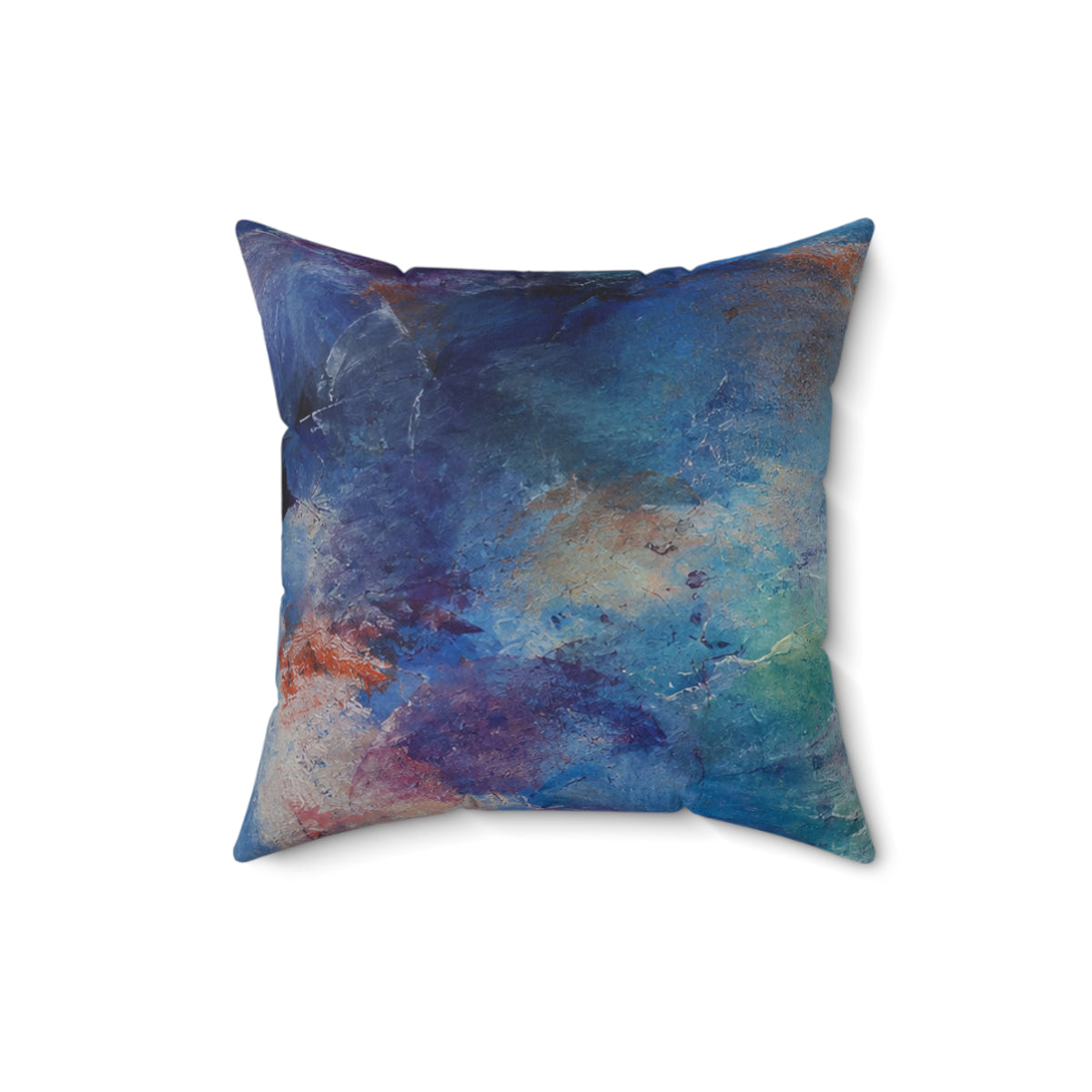 Abstract oceanic Square Pillow — Colorful Watercolor Accent Cushion