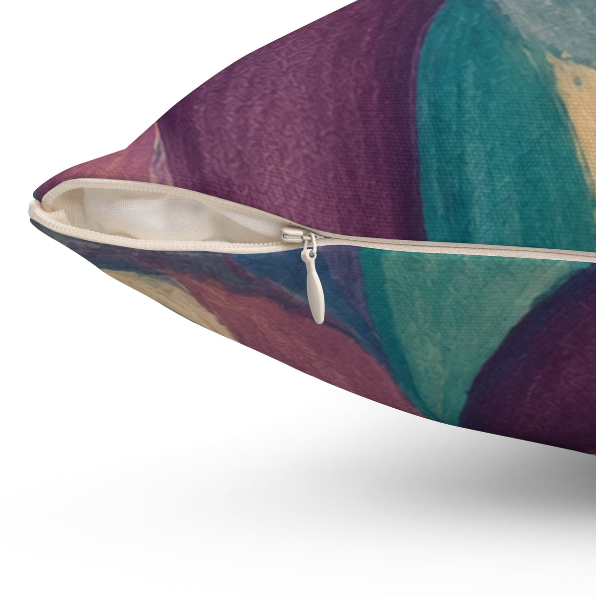 Abstract Teal & Plum Decorative Pillow — Modern Geometric Accent Cushion