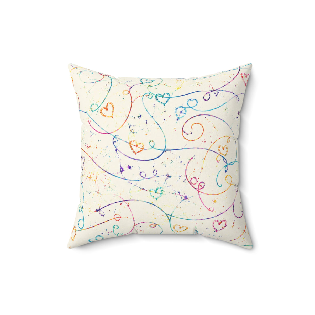 Whimsical Rainbow Heart Swirl Throw Pillow