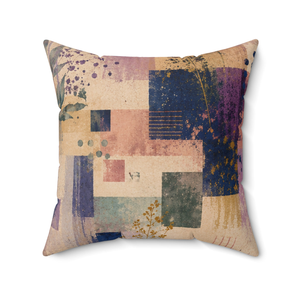 Abstract Floral Square Pillow — Pastel Geometric Accent Cushion