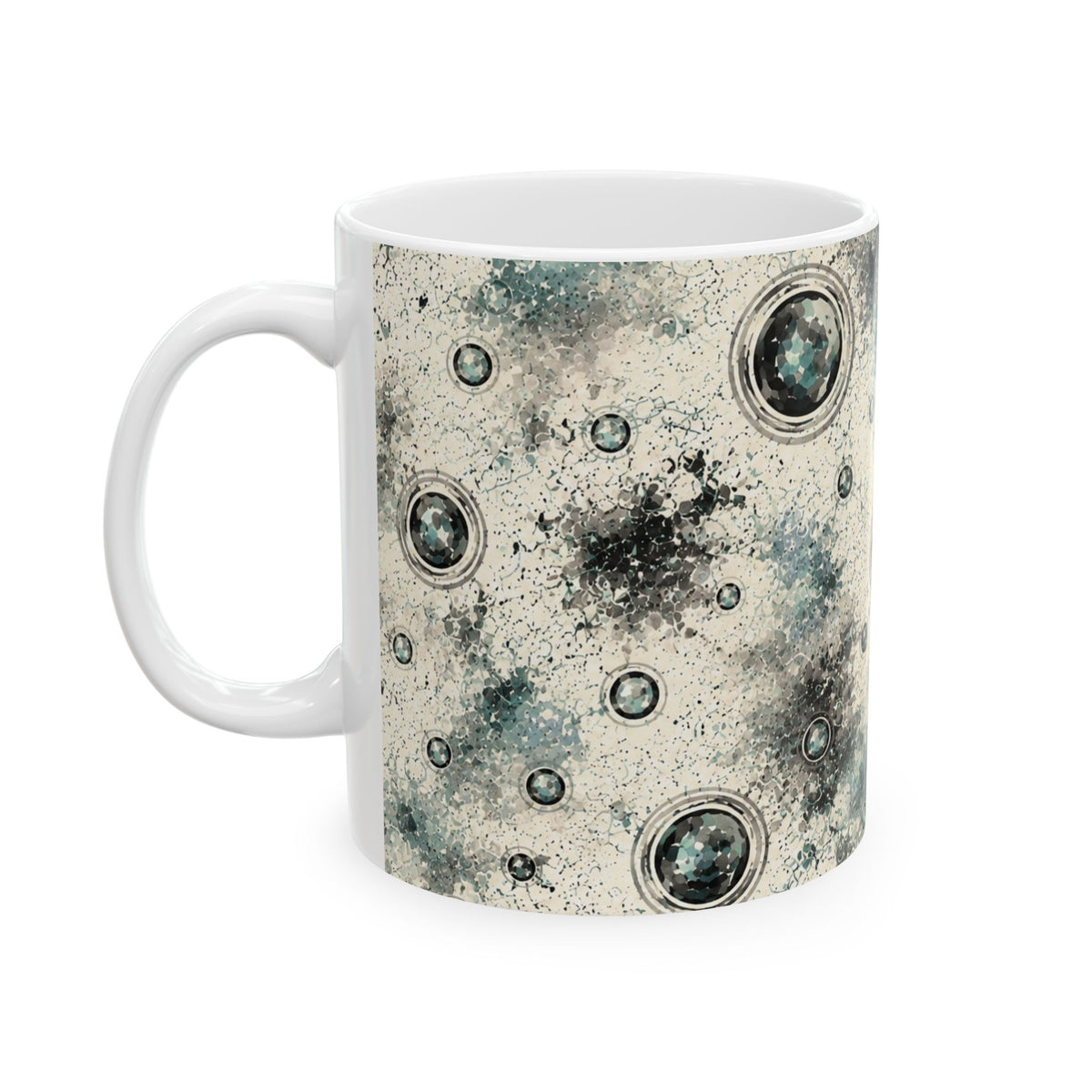 Moon Crater Ceramic Mug — Vintage Lunar Pattern Coffee Cup (11oz, 15oz)
