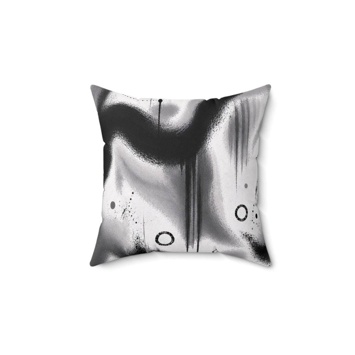 Abstract Black & White Spray Art Square Pillow — Modern Decorative Throw Pillow