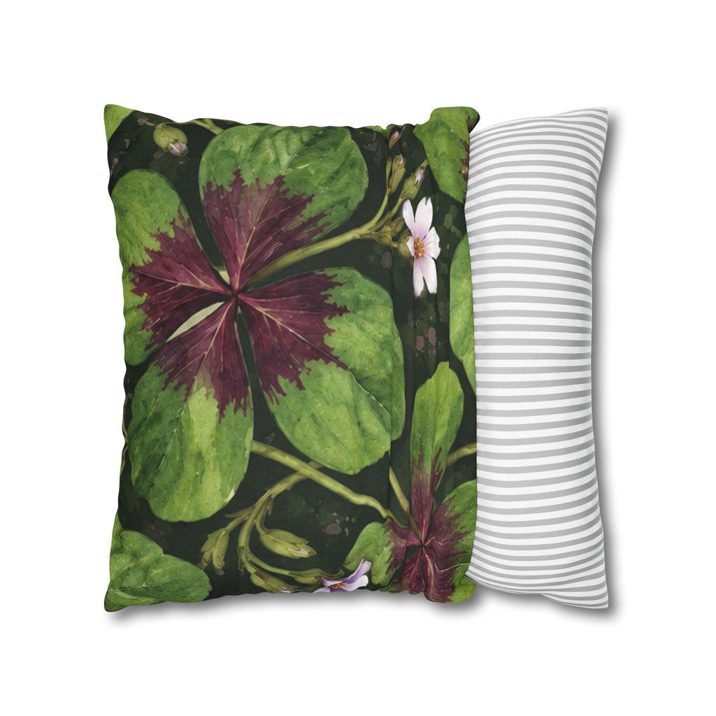Lucky Four-Leaf Shamrock Pillowcase — Botanical Clover Cushion Cover