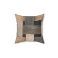 Abstract Woven Blocks Pillow — Neutral & Burgundy Geometric Decorative Throw Pillow