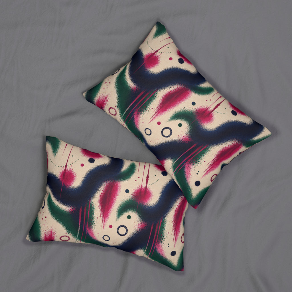 Abstract Spray-Paint Lumbar Pillow — Retro Graffiti Accent Cushion
