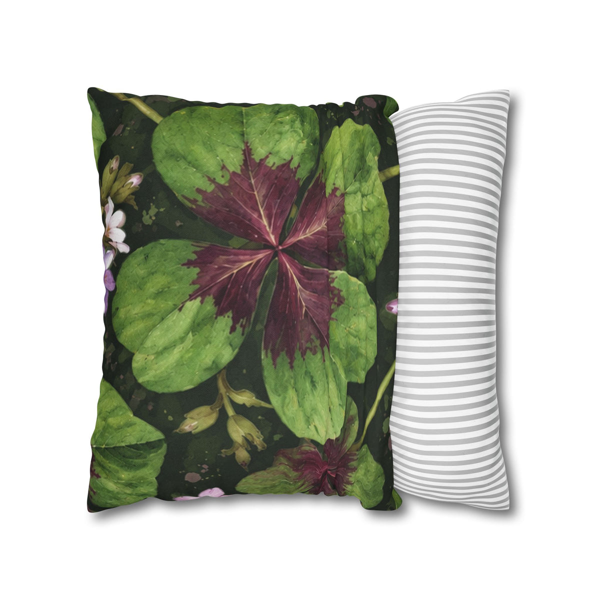Lucky Four-Leaf Shamrock Pillowcase — Botanical Clover Cushion Cover