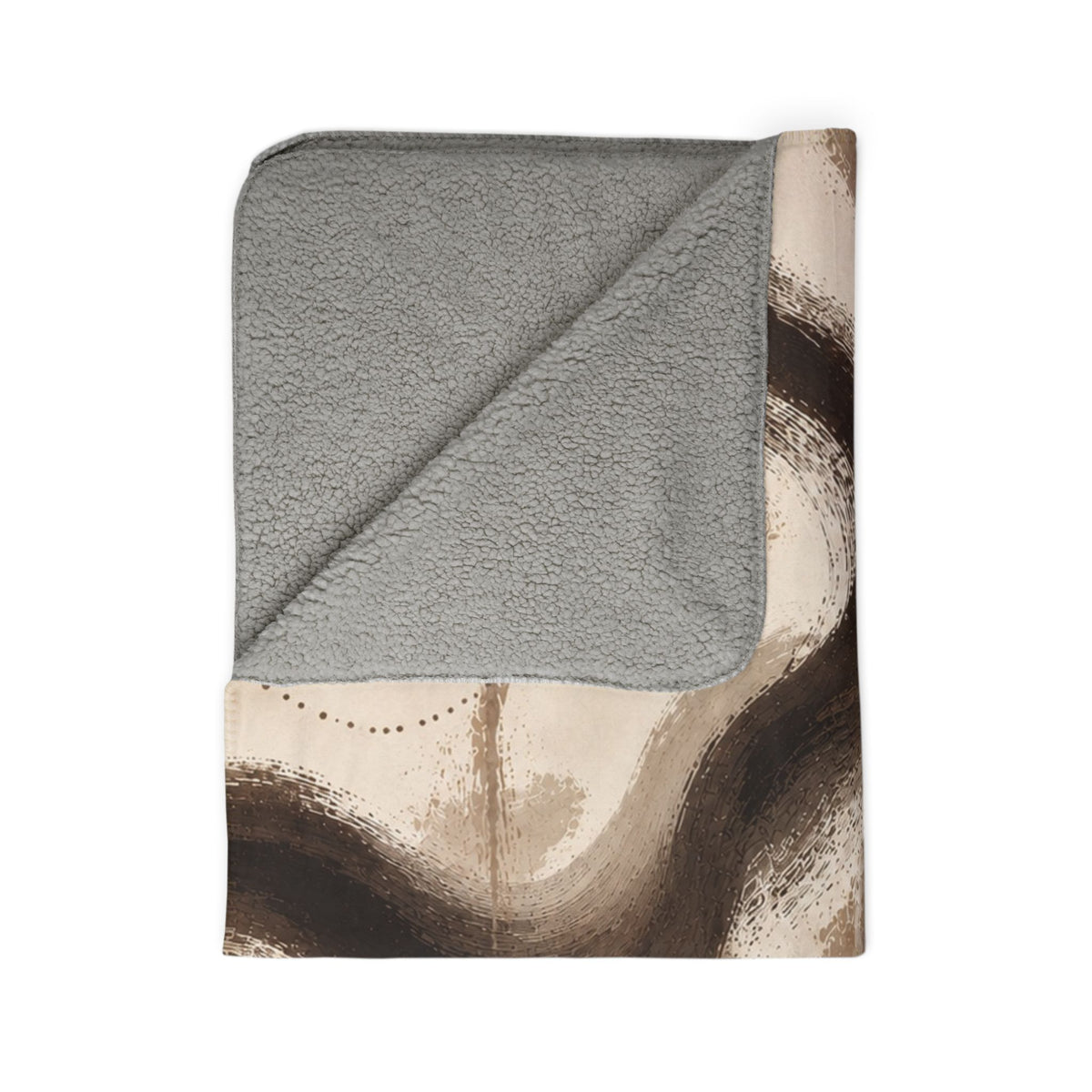 Abstract Earth-Tone Sherpa Blanket — Cozy Neutral Fleece Throw