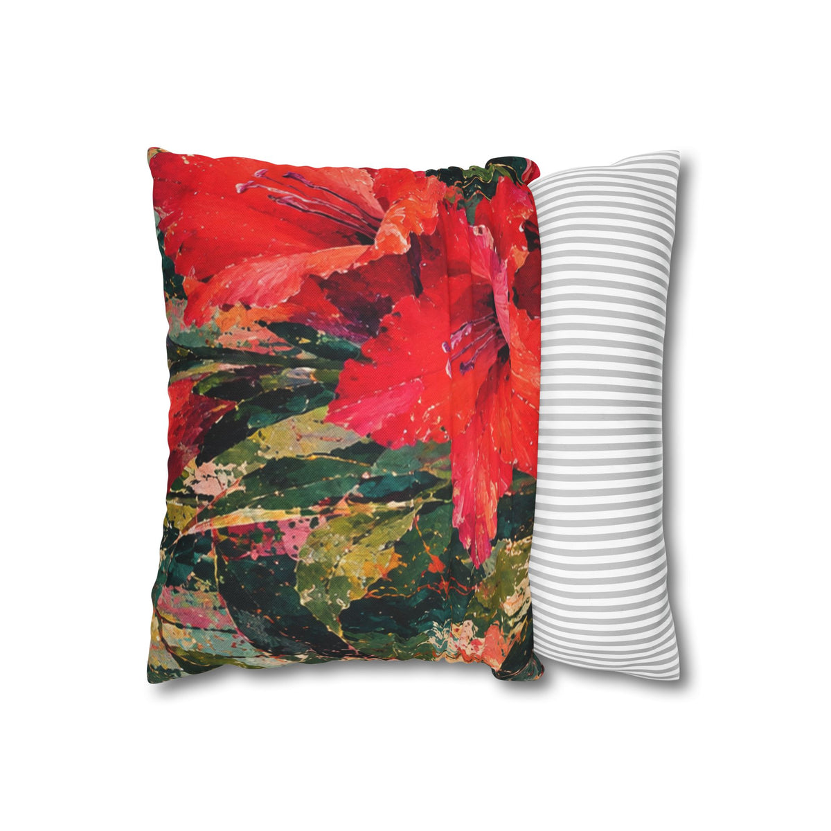 Cushion  covers soft botanical Red Floral Decorative Pillowcase - Vibrant Botanical Accent