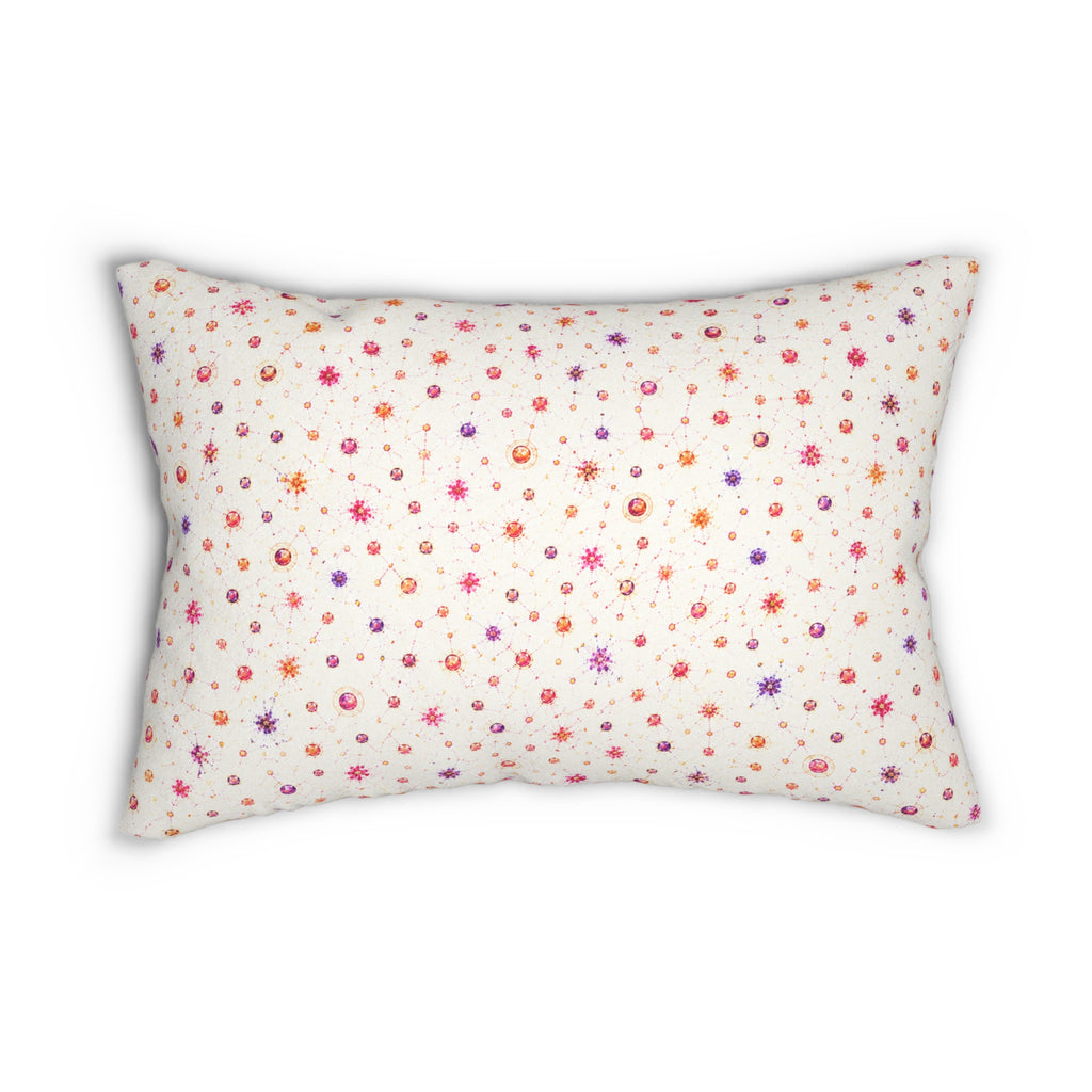 Floral Dot Lumbar Pillow — Pink & Coral Petite Flowers