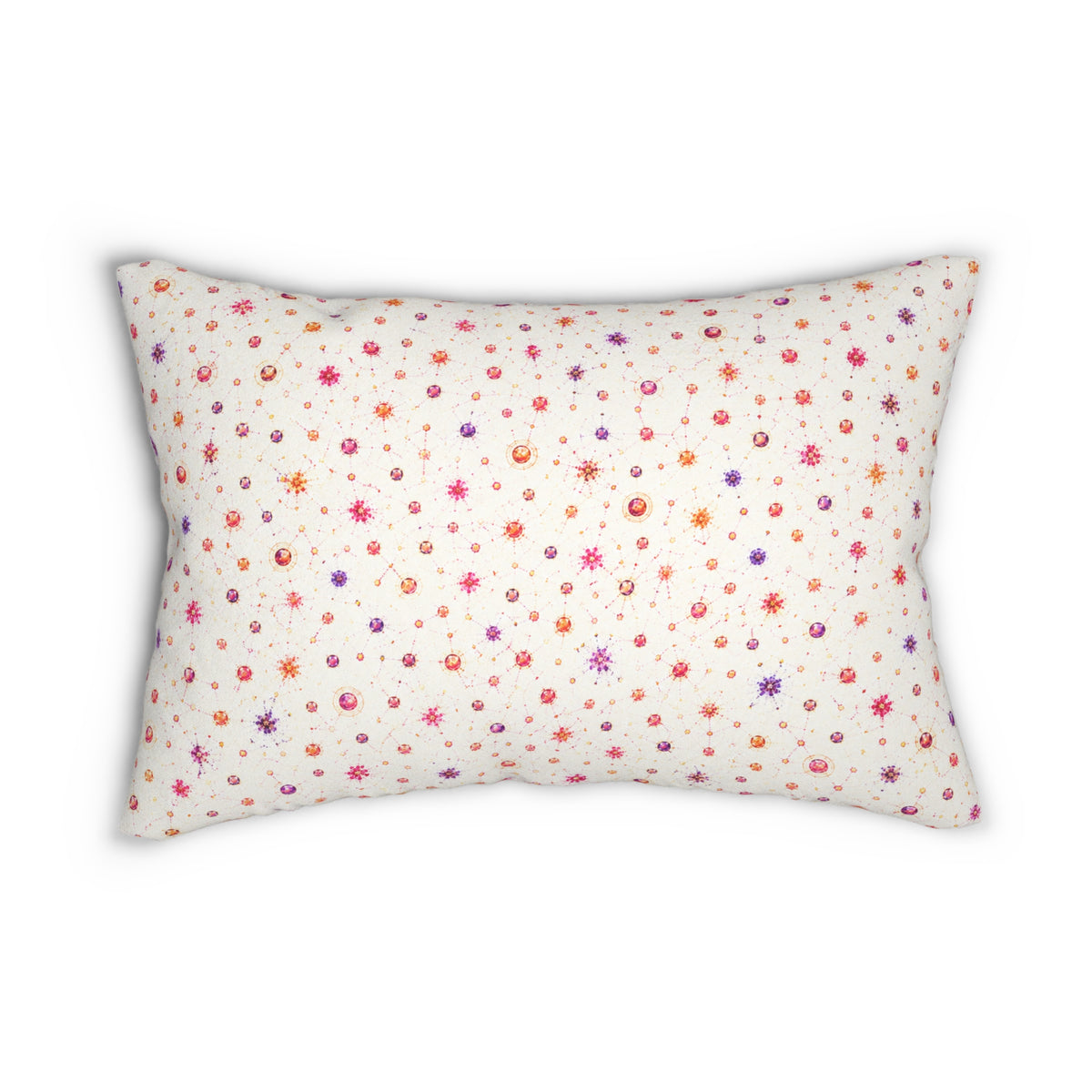 Floral Dot Lumbar Pillow — Pink & Coral Petite Flowers