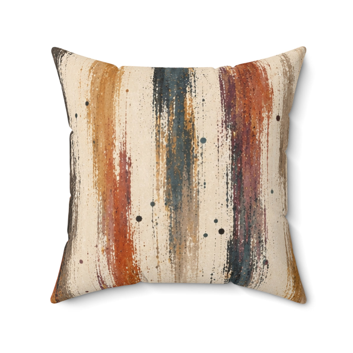 Abstract Watercolor Stripe Throw Pillow — Earth Tone Decorative Accent