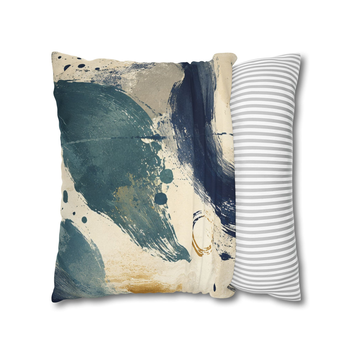 Abstract Navy Brushstroke Pillowcase — Modern Decorative Throw Pillow Cover