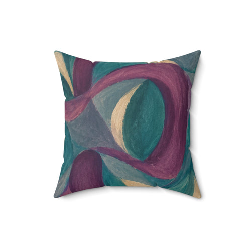 Abstract Teal & Plum Decorative Pillow — Modern Geometric Accent Cushion