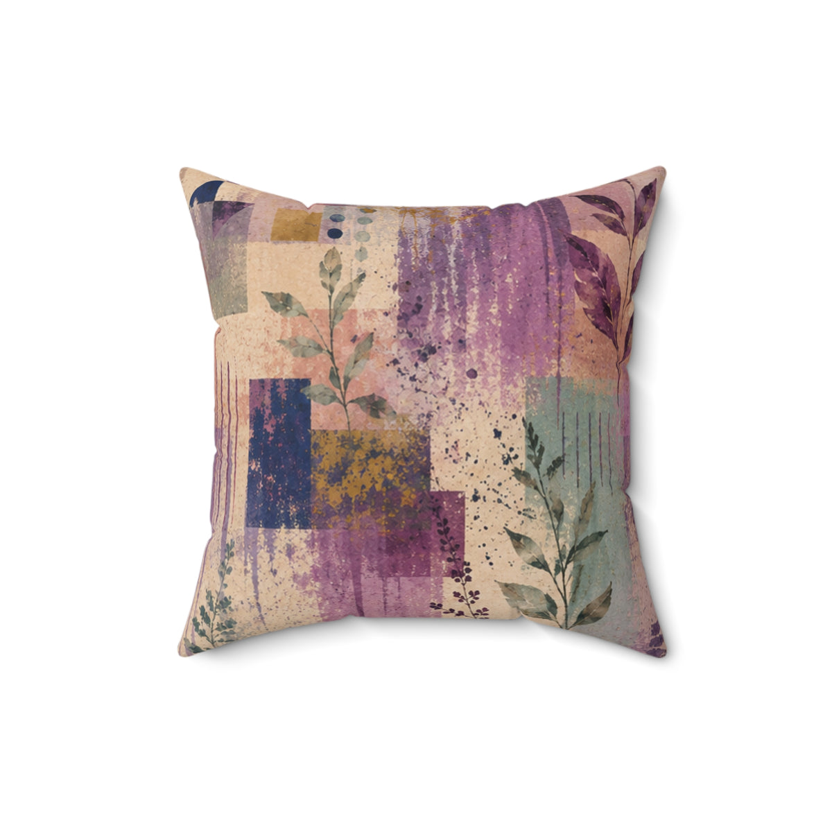 Abstract Floral Square Pillow — Pastel Geometric Accent Cushion