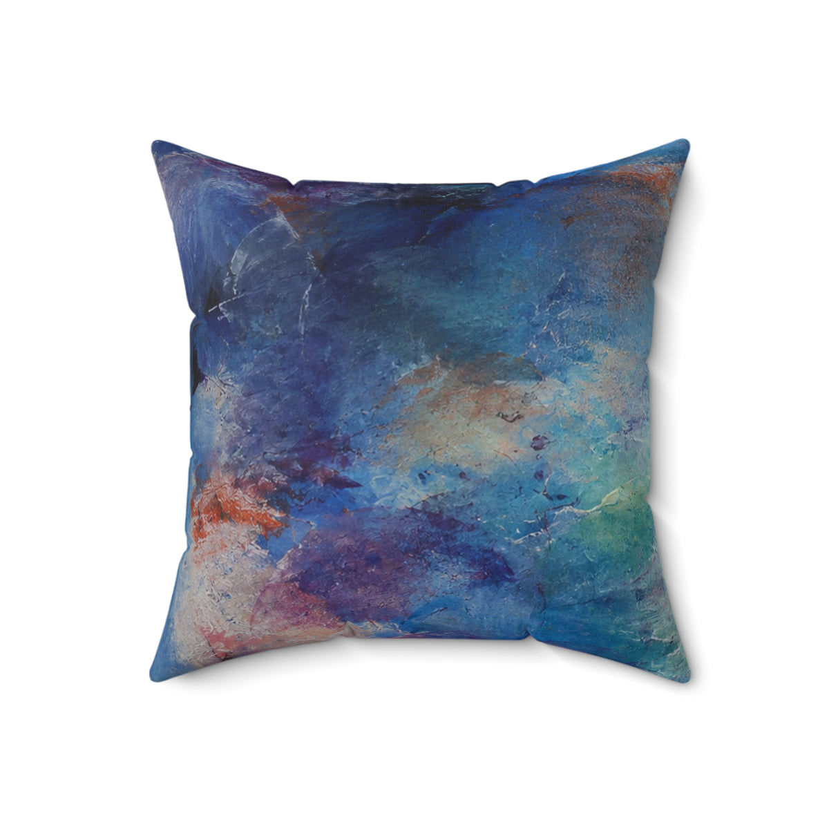 Abstract oceanic Square Pillow — Colorful Watercolor Accent Cushion