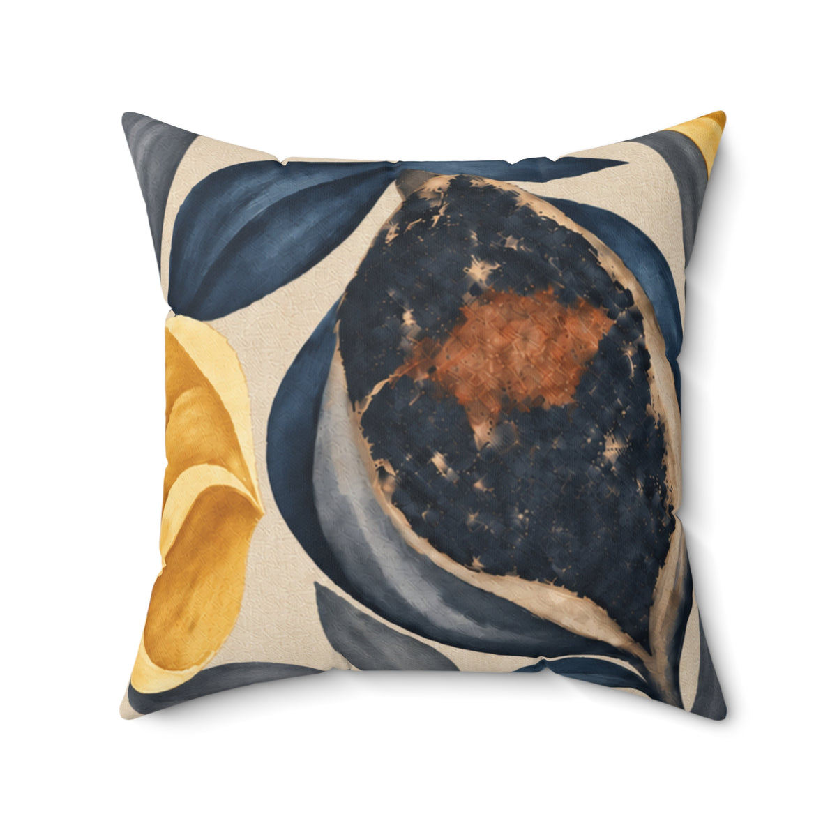 Golden Magnolia Floral Pillow
