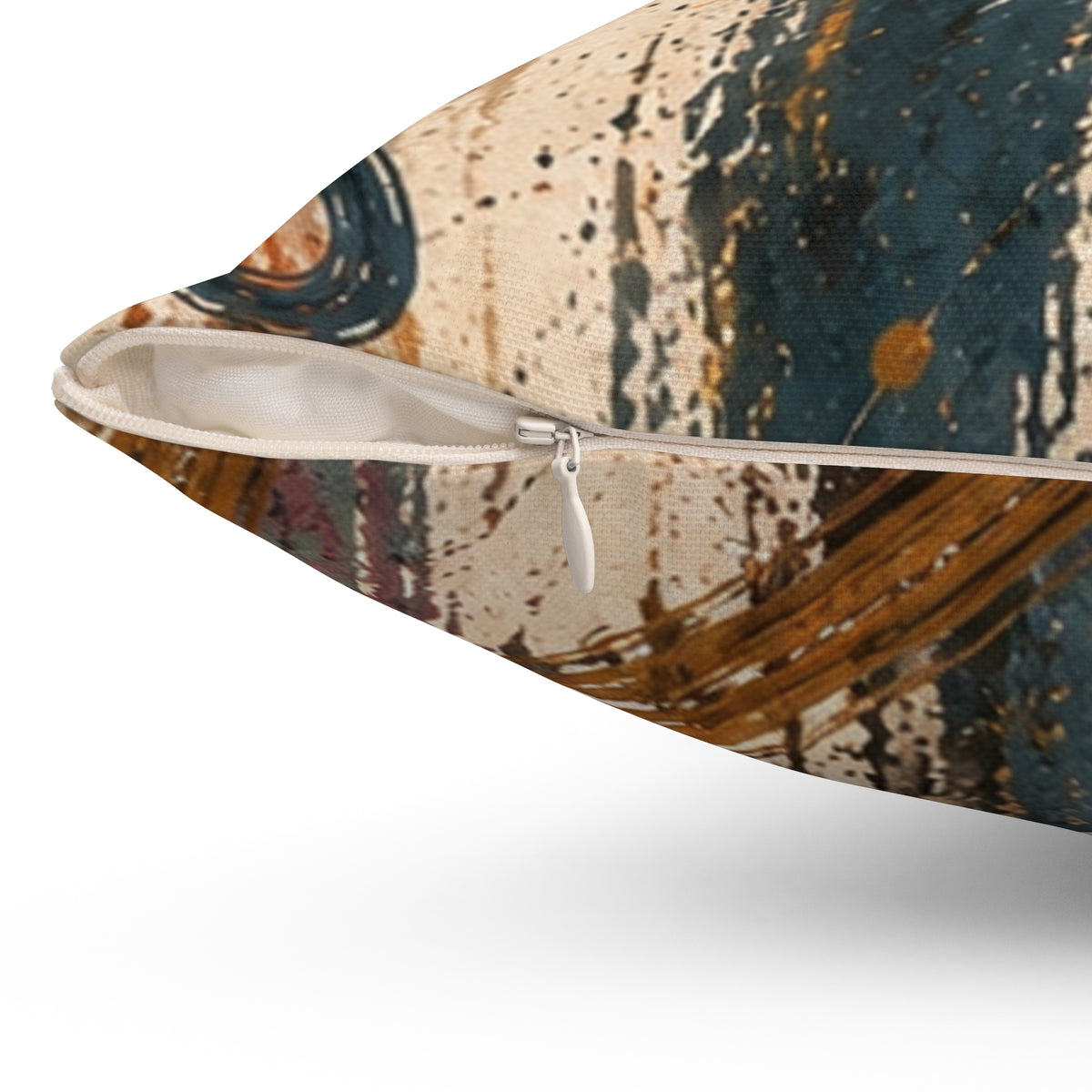 Abstract Rustic Swirl Decorative Pillow — Earth Tones Square Throw Pillow