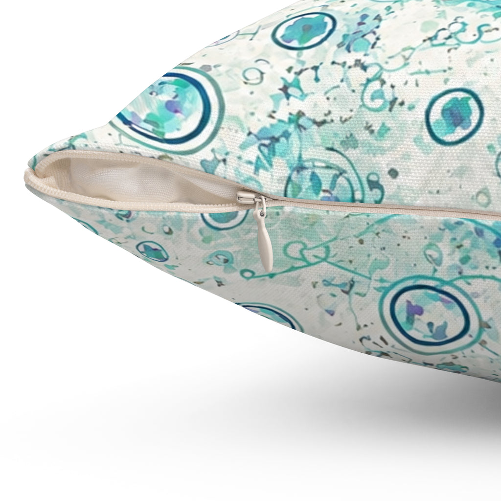 Ocean Bubble Decorative Pillow — Teal Blue Abstract Coastal Accent