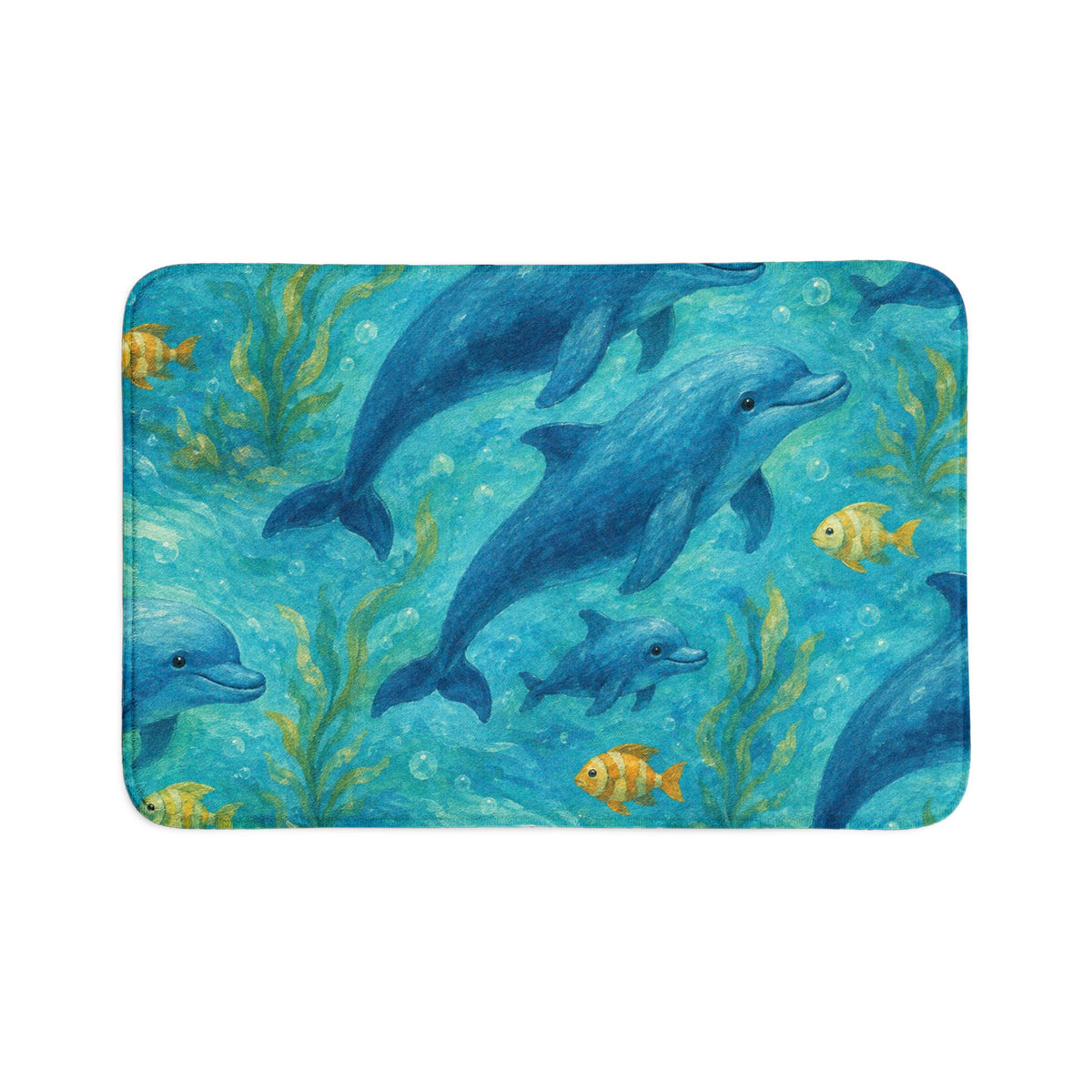 Dolphin Ocean Bath Mat Set — 3-Piece Sea Life Bathroom Rugs