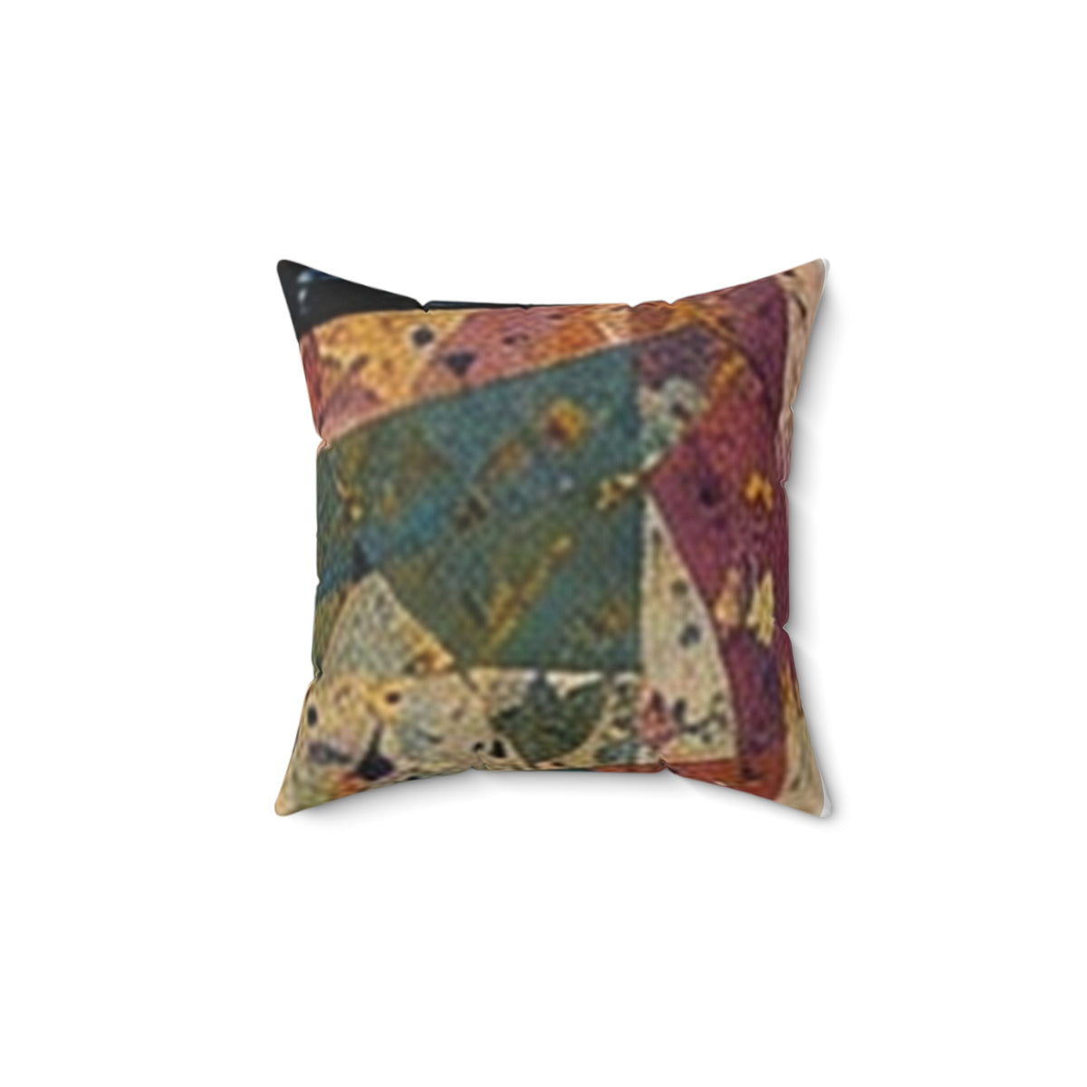 Abstract Patchwork Decorative Pillow — Multicolor Geometric Accent Cushion