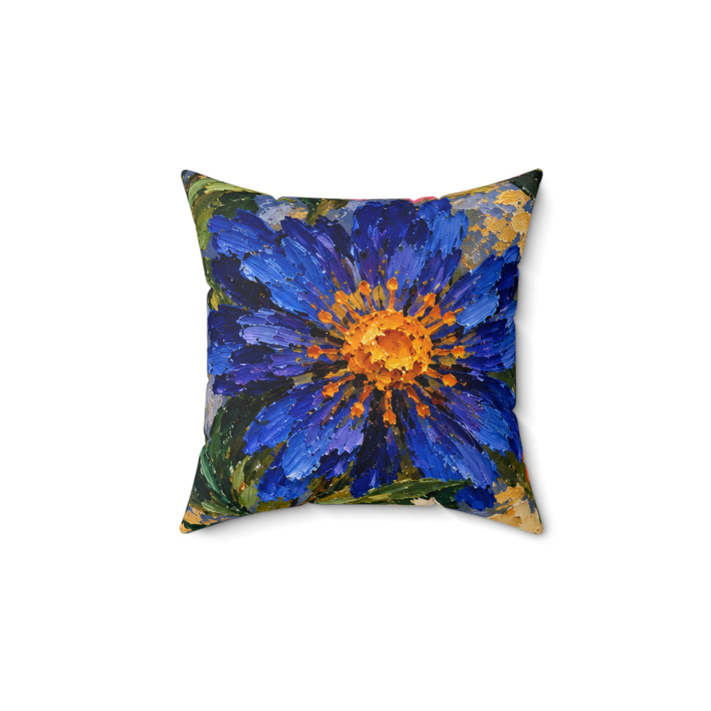 Bold Floral Art Pillow — Vibrant Painted Chrysanthemum Decorative Throw Pillow