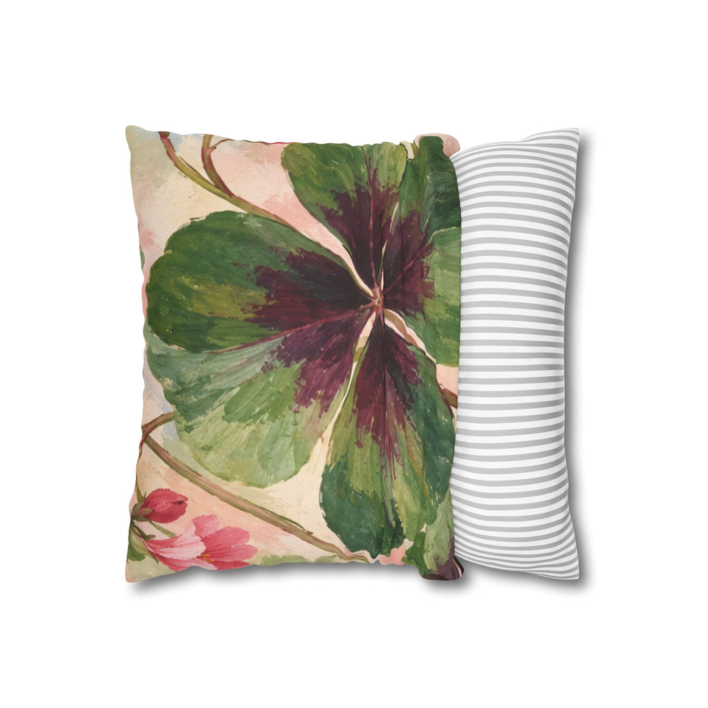 Cushion covers Botanical Clover Decorative Pillowcase — Floral Green Four-Leaf Throw Pillow Cover