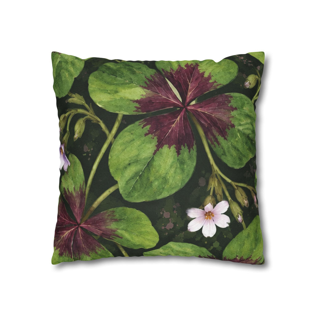 Lucky Four-Leaf Shamrock Pillowcase — Botanical Clover Cushion Cover